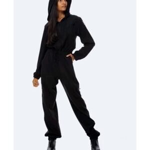 BioRomper Travel Jumpsuit Black Hooded Unisex Antimicrobial Aviator S Streetwear